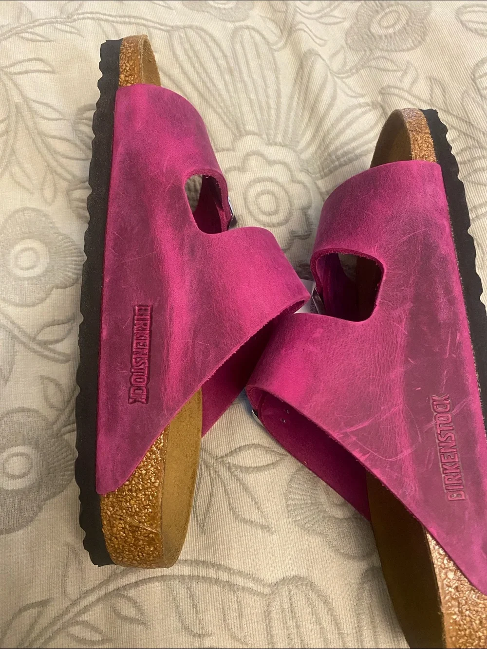 Birkenstock Arizona Double Strap Sandals in Bright Pink NWT size 37 - Picture 5 of 7